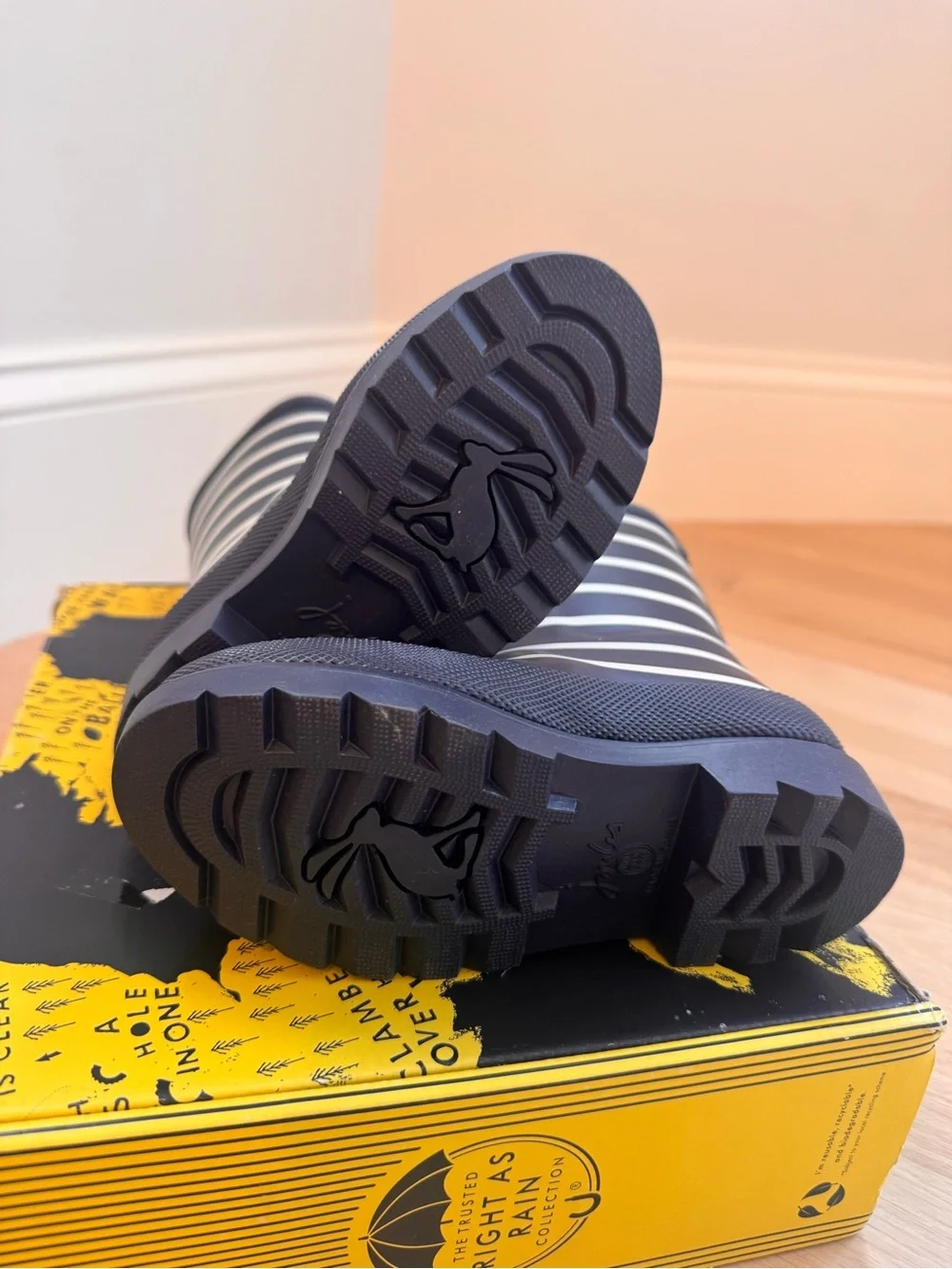 NWT - Joules Navy and White Striped Kids Rain Boots (size 12 - kids)